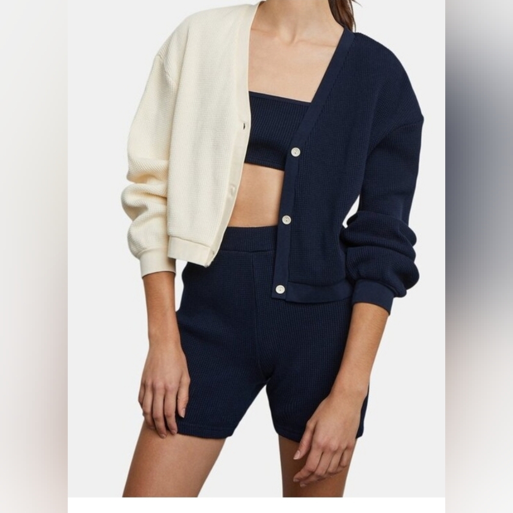 ONIA Waffle Knit Biker Shorts in Navy